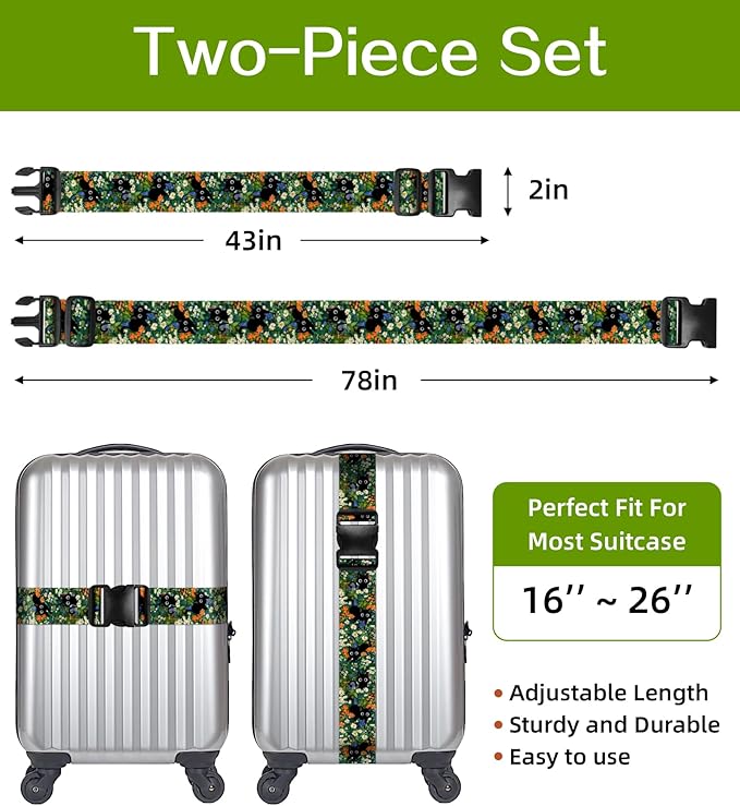 Luggage Straps for Suitcases Travel Belt Luggage Band Heavy Duty Traveling Luggage Identifier Cute Women Girls Unique Accesory,