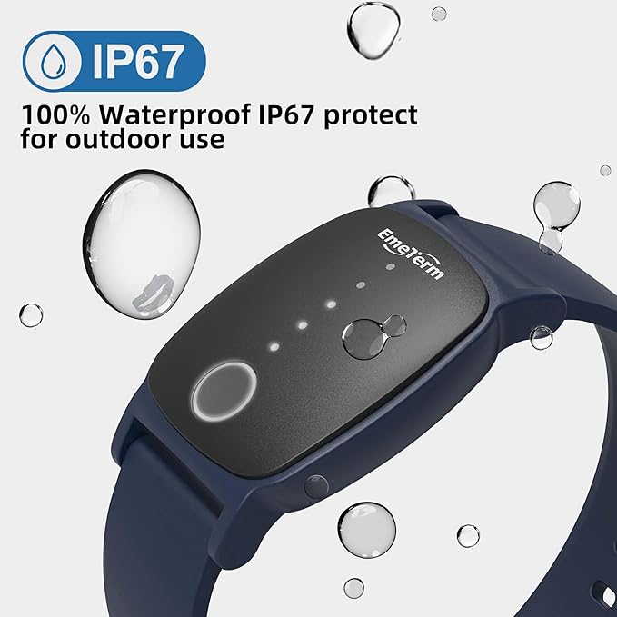 EmeTerm Explore FDA-Cleared Anti-Nausea Wristband IP67 Waterproof Morning Motion Sickness Relief Band Rechargeable Classic Strap Design Drug Free Non-drowsy Without Side Effects Navy Blue