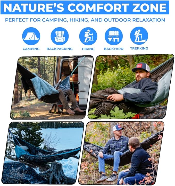 Grand Trunk Evolution 20 Down Hammock - 20°F Cold Weather Hammock with Integrated Sleeping Bag for Camping & Backpacking
