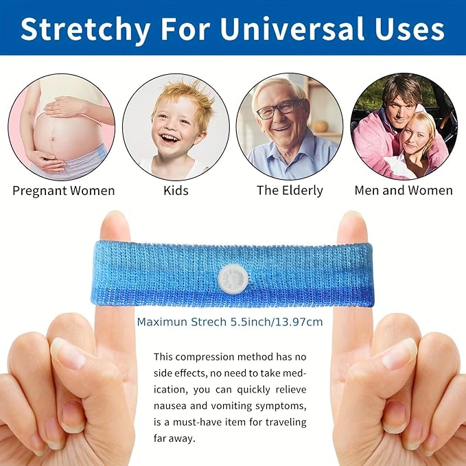 Motion Sickness bands/Acupressure Nausea Wristband For Nausea,Sea Sickness Wristbands for Natural Relief of Morning Sickness,Dizziness,Anxiety, Motion Sickness(Car, Sea, Flying Travel Sickness)