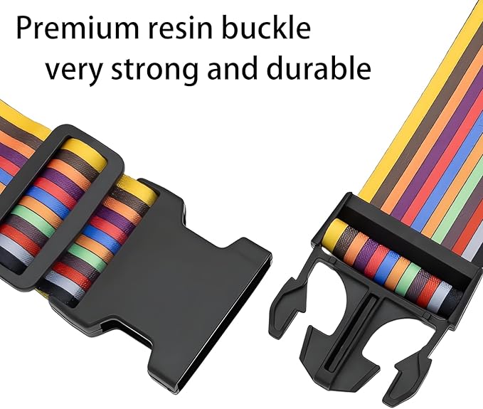 Stripes Luggage Straps for Suitcases, Adjustable Luggage Travel Belt to Keep Luggage Security While Travel, Strong Polyester Fabric, Easy-to-Recognize Stylish Pattern Travel Accessories, 2 Pack