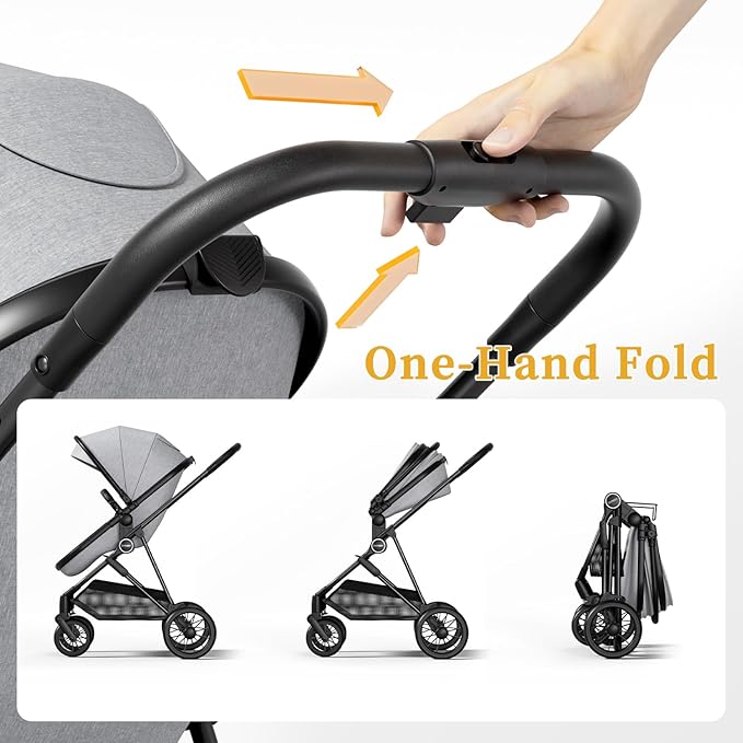 Lite 2.0 Baby Stroller with Newborn Mode, 2-in-1 Foldable Infant Stroller with Reversible Seat and UPF 50+ Canopy