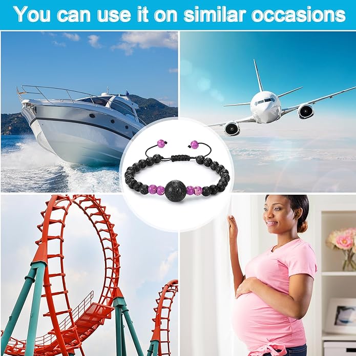 Sureio 6 Pcs Motion Sickness Bands Bracelet Anti Nausea Adjustable Wristband for Cruise Ship Essentials Seasickness Adult