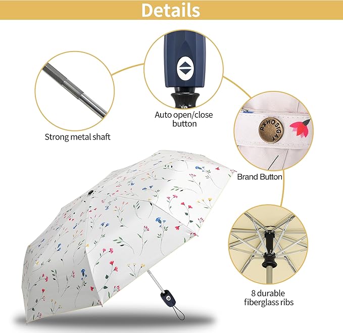 Color Glue Coating Sun Umbrella UV Protection Compact Folding Windproof Parasols Travel Auto Open Close Blocking UV 99.98%