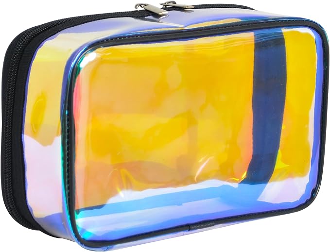 Iridescent TPU Travel Cosmetic Makeup Bag Holographic Clear Makeup Kit Organizer Pouch Waterproof Toiletry Organizer Case