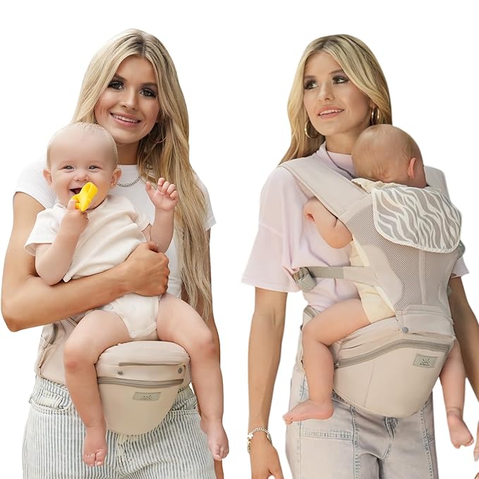 MOMTORY Carryall™ Pro Baby Carrier, Safety-Certified 6-in-1 Baby Carrier Newborn to Toddler, Detachable Baby Holder Carrier with Hip Seat, Ergonomic Cozy Baby Body Carrier for 7-50lbs, Khaki