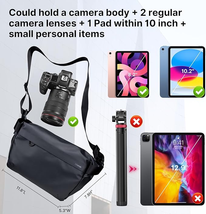 ULANZI Versatile Camera Shoulder Bag Photography Travel Messenger Portable Travel Bag Accessories Stylish Crossbody DSLR Sling Bag Compatible with Sony Canon etc -BLACK