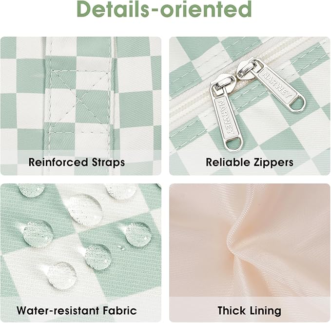 Narwey 18" Carry on Bag Underseat for Airplane with Wet Pocket Spirit Airlines Personal Item Bag Travel Duffel Bag Small Gym Bag Weekender Overnight for Women and Men (Mint Green Checkerboard)