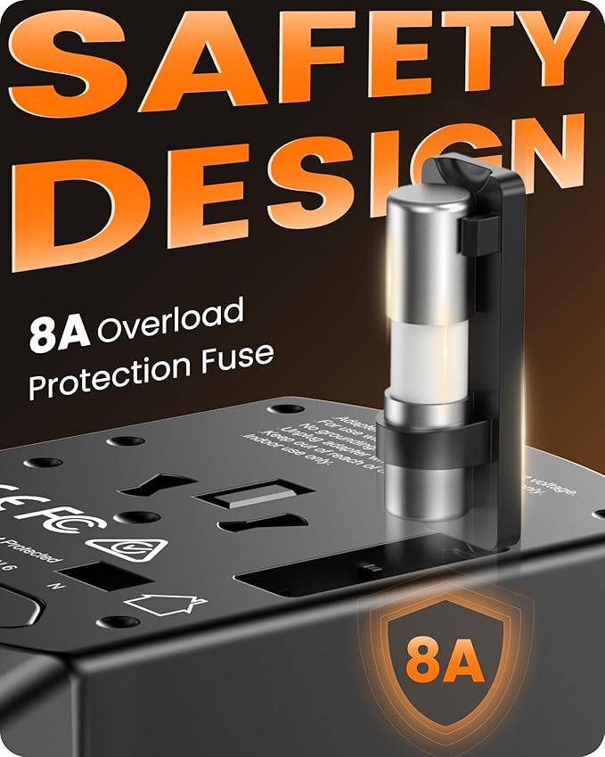 LENCENT Universal Travel Power Adapter, International AC Plug Adaptor with 2 USB C 2 USB A Ports Wall Charger Worldwide Travel Essentials for US to EU UK Ireland Australia (Type C/G/A/I) Black