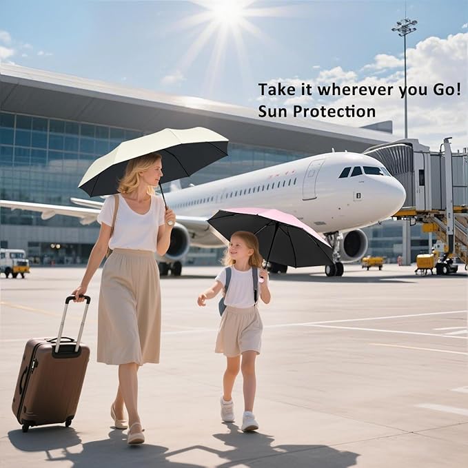 BAODINI Travel Mini Umbrella for Purse With Case Small Compact UV Sun Protection Sun Lightweight Tiny Pocket Umbrella for Women Girls and Men