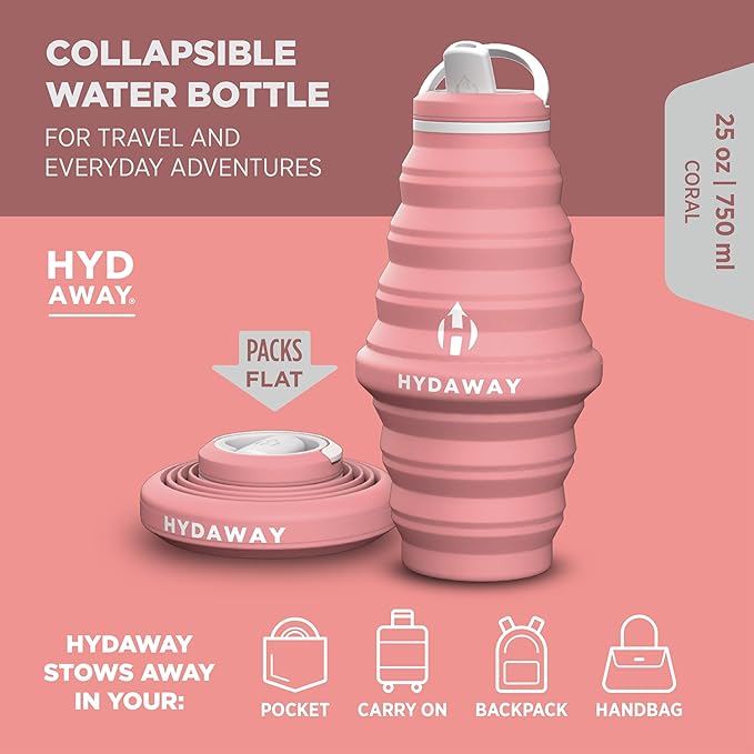 HYDAWAY 25oz Collapsible Water Bottle - BPA-Free, Leakproof, Lightweight, and Space-Saving - Perfect for Hiking, Travel, and All-Day Hydration