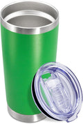 20 oz Tumbler Coffee Tavel Tumblers Bulk with Lid Stainless Steel Double Wall Vacuum Insulated Mug Powder Coated Cups fit Car Cupholder for Hot and Cold - Green, 1Pack