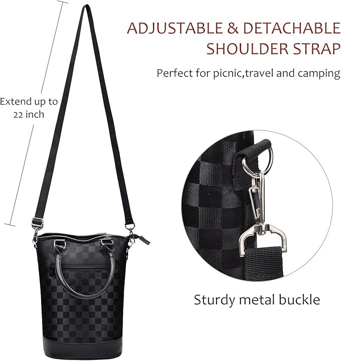 Tirrinia Insulated Wine Gift Carrier Tote - Travel Padded 2 Bottle Wine/Champagne Cooler Bag for Portable Wine Bottle Carrying Case, Women Men Wine Party Bag for Event,BYOB,Beach, Gift for Wine