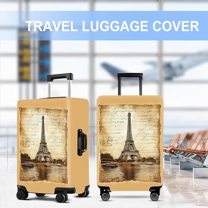 Luggage Cover Washable Suitcase Protector Anti-scratch Suitcase cover Fits 20-34 Inch Luggage (Tower-3, S(20-22inch suitcase))