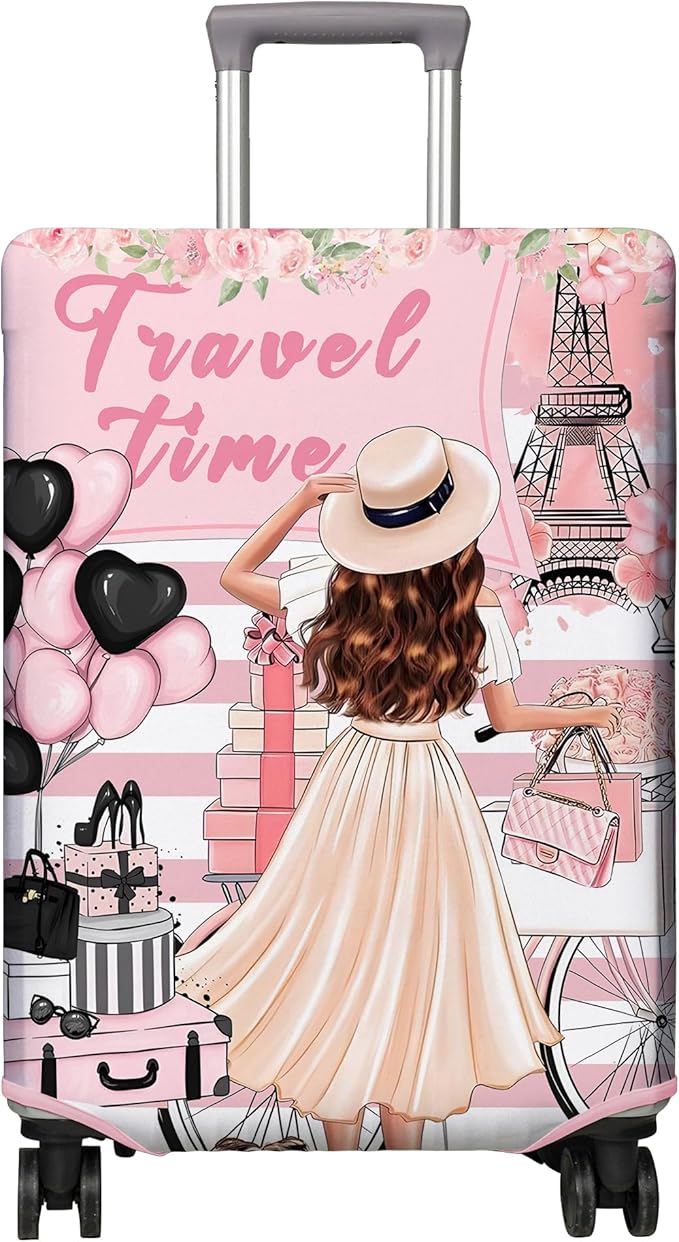 Travel Luggage Cover Suitcase Protector Fits 18-32 Inch Wheel Covers PatternedTravel Related Items Flower Luggage Protector Elastic M