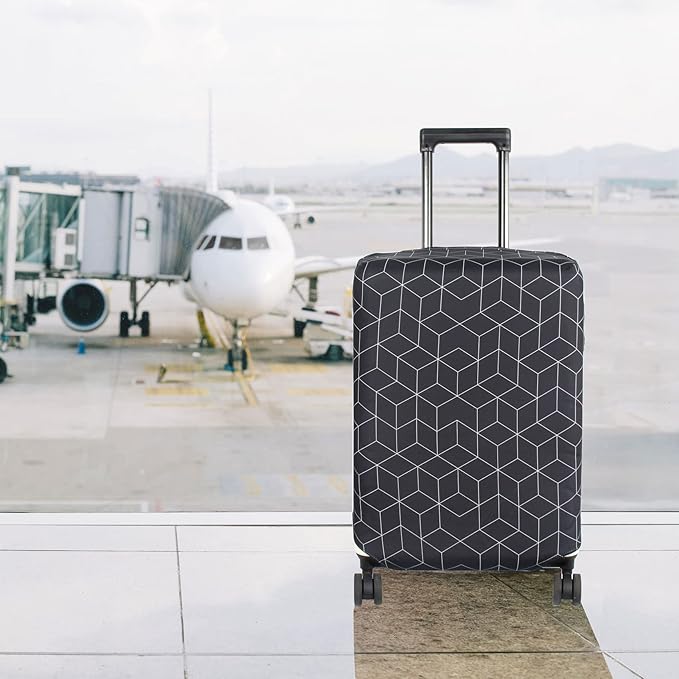 HYPER VENTURE Washable Luggage Cover - Fashion Suitcase Protector Fits 23-26 Inch Luggage (Black Maze, M)