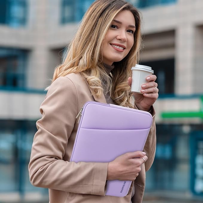 RAINYEAR Laptop Sleeve Case with Front Pocket, 13.3 Inch Protective Portable Case Briefcase Laptop Bag Cover Compatible with MacBook Air/Pro 13-13.3 inch, MacBook Pro/Max 14 inch, Purple