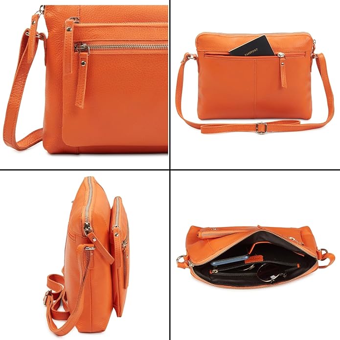 Wise Owl Accessories Small Soft Pebbled Real Leather Crossbody Handbags Purses Sling Crossover Shoulder Bag