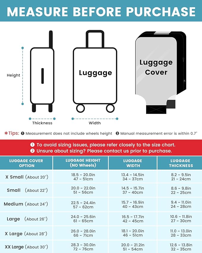 Travelkin Clear Luggage Cover Protectors For Suitcase Transparent TPU Polyester Spandex Suitcase Cover Protector Fit 18-32 Inch Luggage