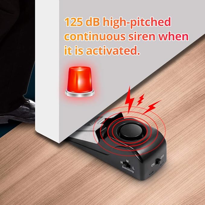 TOWODE Upgraded Door Stop Alarm 3-Pack, Stoppers Security with 120 dB - Great Gift for Traveling Hotel Home Apartment Stopper Tools