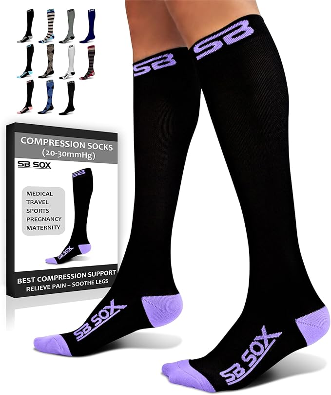 SB SOX Compression Socks for Men & Women (20-30 mmHg) - Best Support Stockings for Travel, Medical, and Sports - Perfect for Everyday Wear