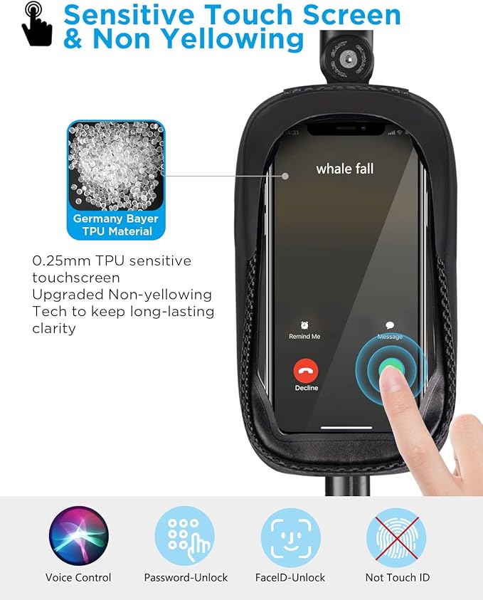 whale fall Bike Phone Frame Bag Waterproof, 3D Eva Hard Shell, Bike Phone Holder, Bicycle Top Tube Bag, Cycling Pouch with Rain Cover, Bike Accessories for Phones Under 7"
