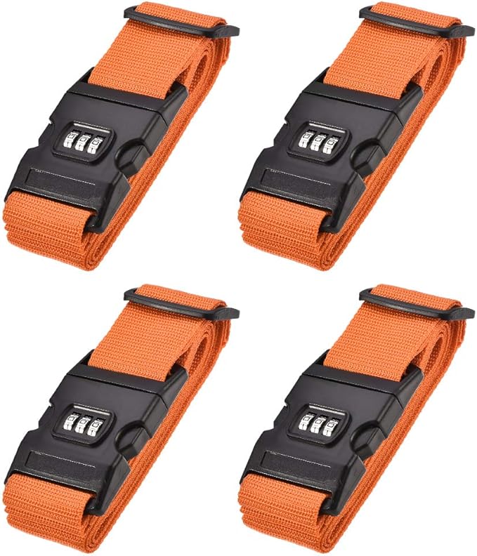 uxcell Luggage Straps Suitcase Belts with Buckle, Combination Lock, Adjustable Travel Packing Accessories