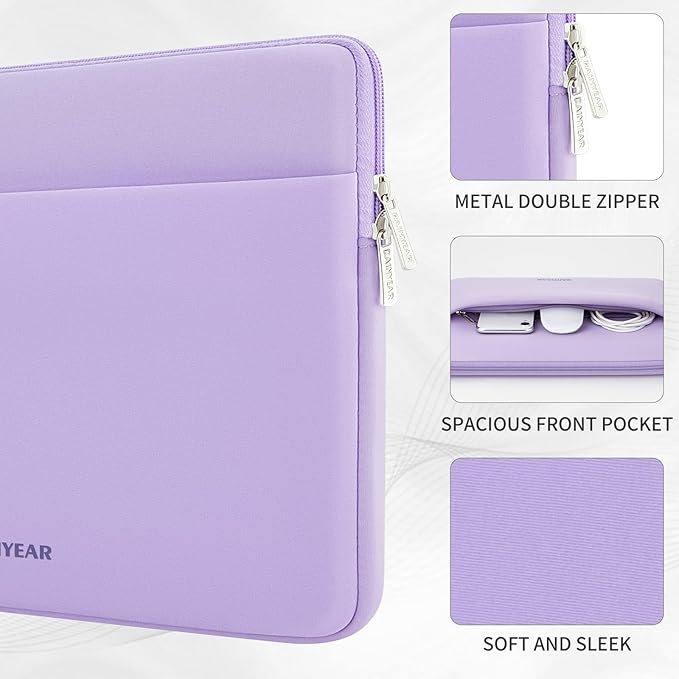 RAINYEAR Laptop Sleeve Case 11-13 Inch, Protective Portable Case with Front Pocket, Briefcase Computer Cover Laptop Bag Compatible with MacBook Air/Pro, HP, Dell, Lenovo, Acer, Purple