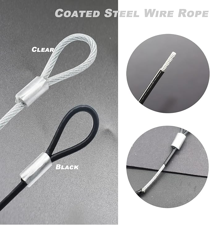 8FT 6mm Stainless Steel Security Cable Lock,Braided Steel Vinyl Coated Safety Cable Luggage Lock,Flexible Steel Cable Security Wire Rope Double Loop,Green