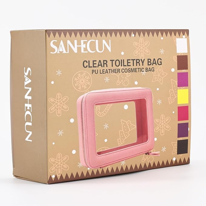 SANHECUN Toiletry bag waterproof cosmetic organizer with handle lagre opening for travelling