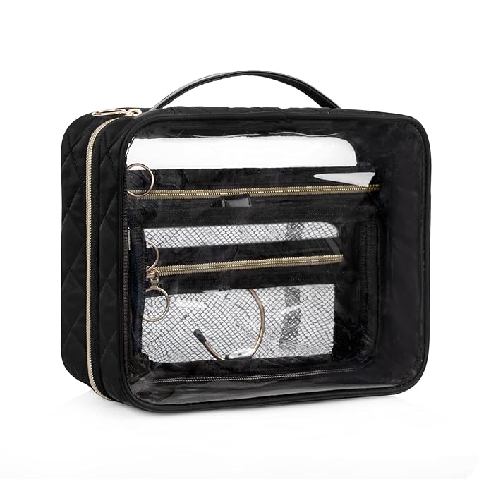 CUBETASTIC Clear Toiletry Bag, Transparent Travel Makeup Bag Small Hanging Travel Bag Portable Cute Cosmetic Organizer Waterproof Make Up Case