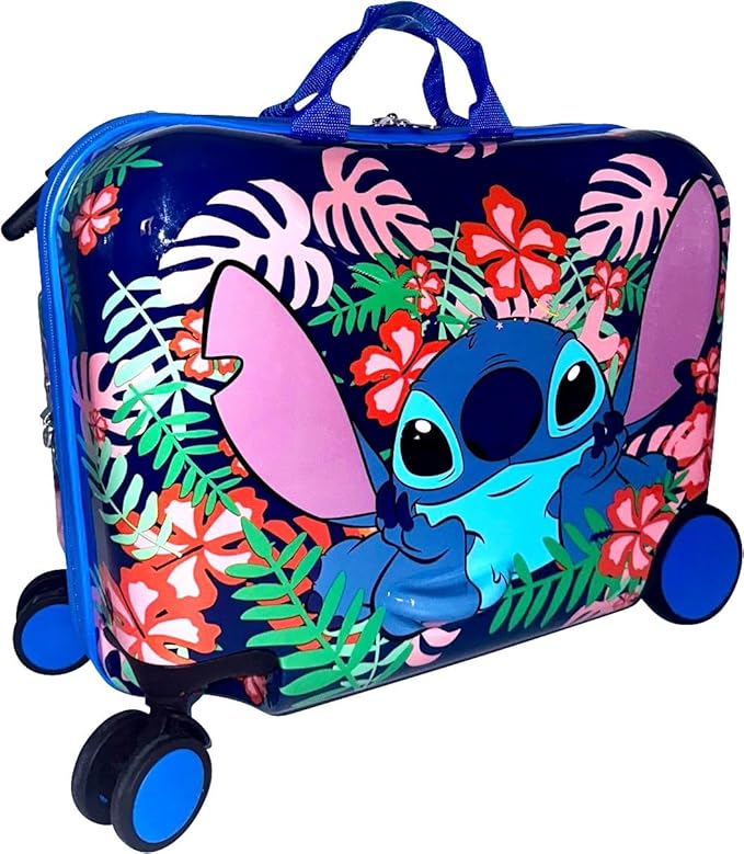 Fast Forward Ride-On 18" Suitcase For Kids/Tow-Along Toddler Carry-On Luggage With Wheels (Stitch)
