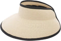 Joywant Womens Sun Visor Hats, Packable Wide Brim Ponytail Beach Hat Straw Visor Summer Beach Vacation Essentials for Womens