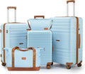 Luggage Sets with spinner wheels, PC+ABS Hard Shell Travel Luggage,Lightweight Carry-on suitcases with TSA Lock,YKK Zippers (Light Blue, 5 piece sets(20/24/28/DB/TB))