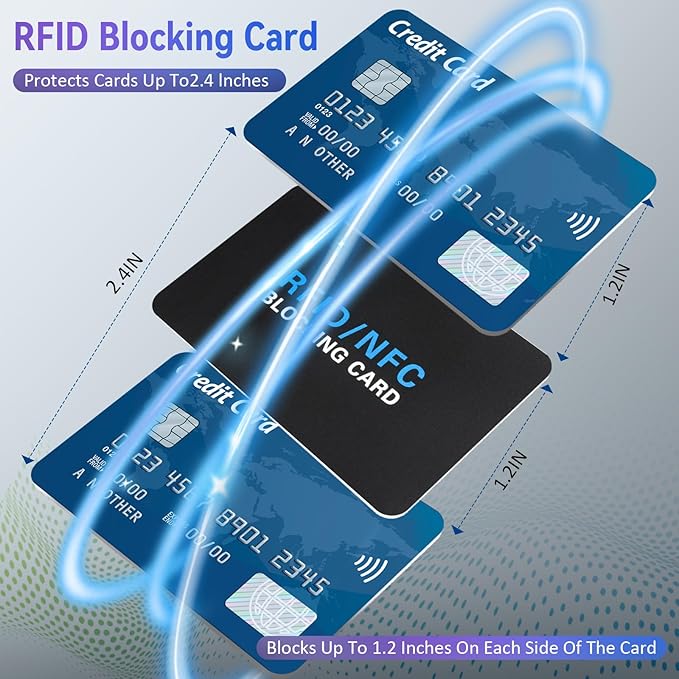 5Pack RFID Blocking Card,Contactless NFC Debit Credit Card Passport Protector blocker,One RFID Card Protects Entire Wallet, without adding bulk Black