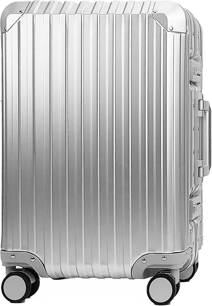 All Aluminum Luggage Suitcase 3 Sizes (20",26",29") TSA Lock Carry On Silver, Gray, Gold, Black with Cover (Silver, 20" Carry on)