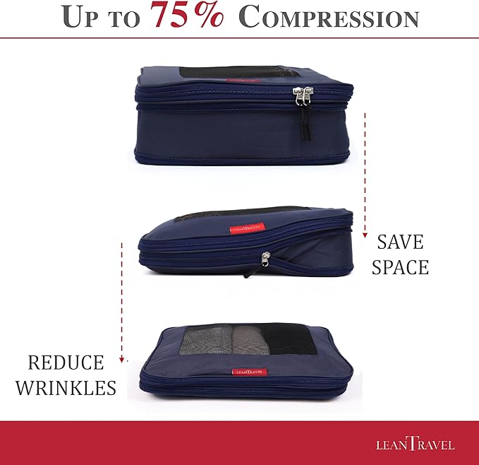 Compression Packing Cubes for Travel Organizers with Double Zipper, LeanTravel