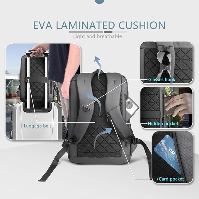 hk Laptop Backpack for Men with USB Charging Port for Business Work College Travel (Dark Grey, 17.3 inch)