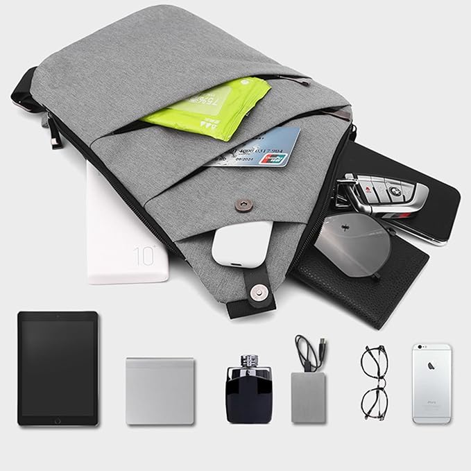Anti Theft Crossbody Bags for Women Men, Multi-Pocket Shoulder Bag, Slim Sling Purse with 2 RFID Blocking Card (Right Shoulder-Purple)