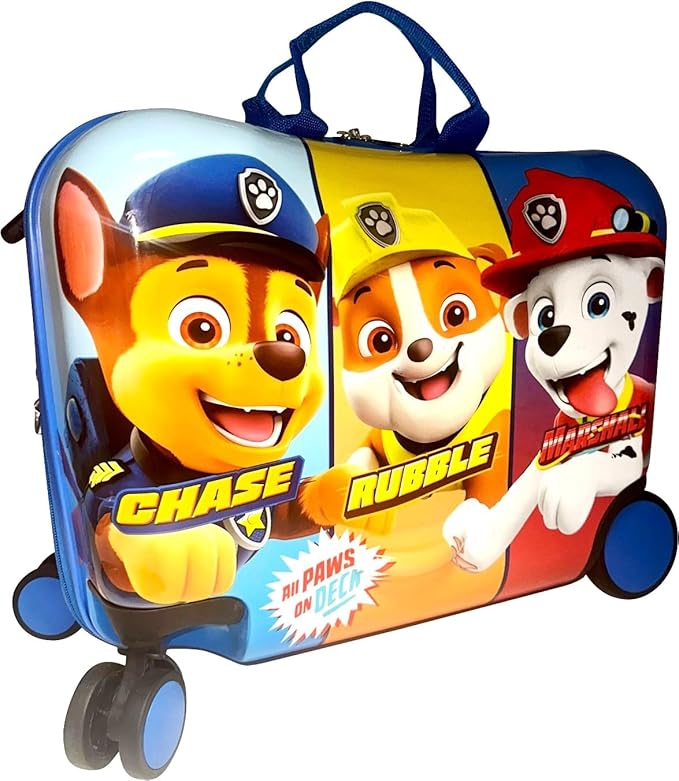 Fast Forward Ride-On 18" Suitcase For Kids/Tow-Along Toddler Carry-On Luggage With Wheels (Paw Patrol)