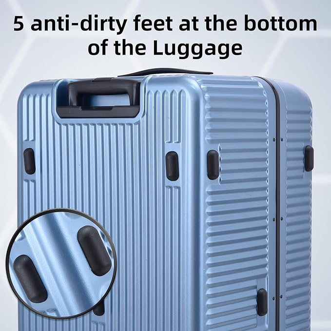2 pieces 20/29 Aluminum Frame Carry On and Checked Luggage Set with Side Opening,Lightweight Hardshell ABS+PC Trunk Suitcase with TSA Lock, 360° Universal Wheels & Adjustable Handle,Dark Blue
