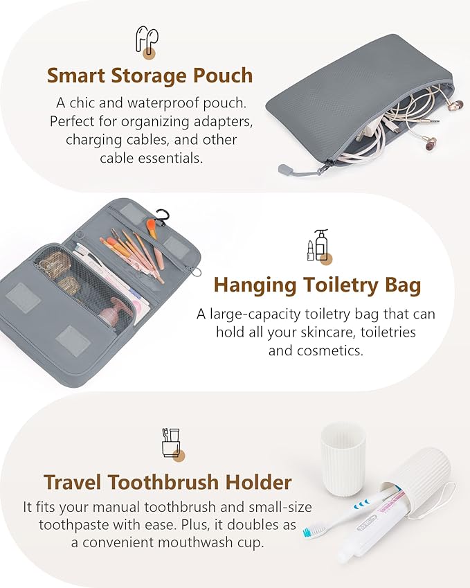 Compression Packing Cubes 12 Set, Suitcase Organizers, Extendable Packing Cubes, Gray