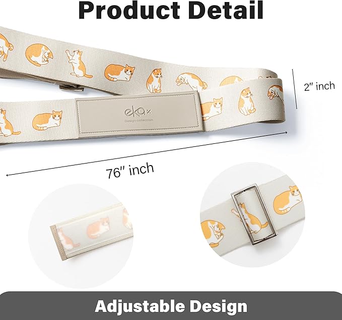 Luggage Straps for Suitcases,Adjustable Luggage Elastic Belt, Travel Essentials for Airport,Station, Vibrant Designs,(Orange Tabby)