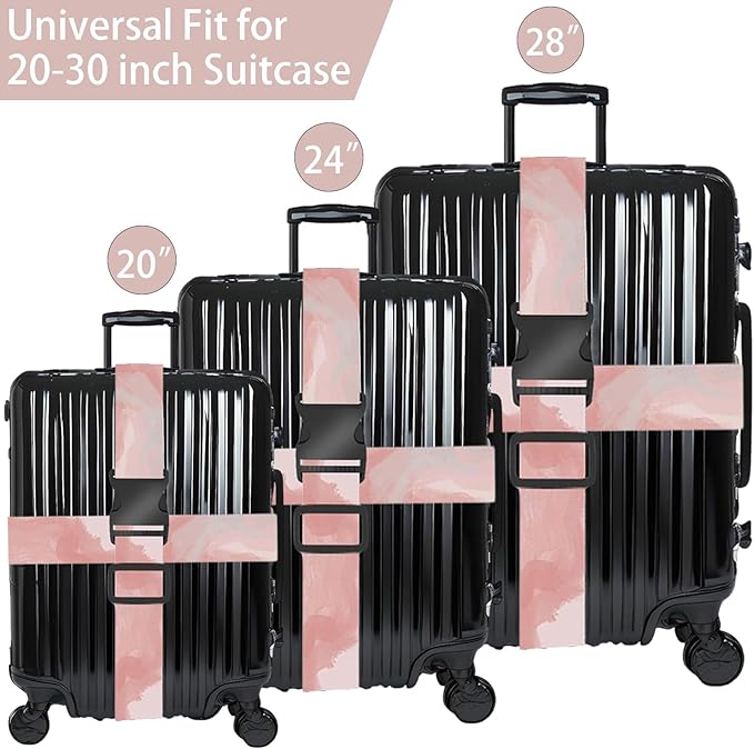 Pink Clouds Luggage Straps for Suitcases, Adjustable Luggage Travel Belts to Keep Luggage Security While Travel, Strong Polyester Fabric, Easy-to-Recognize Stylish Design Travel Accessories, 2 Pack