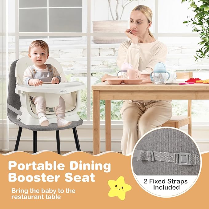 BABY JOY 16 in 1 High Chair, Convertible Baby Highchair for Babies and Toddlers with Activity Center, Booster Seat, Building Block Table, Toddler Chair with Safety Harness, Removable Tray (White)