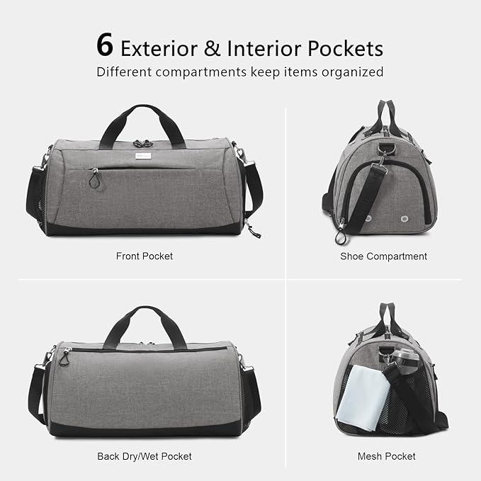 TOPDesign Gym Bag for Women, Duffel Bag with Shoe Compartment & Wet Pocket for Travel Sports (M Peony)