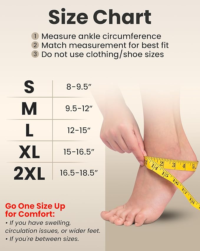 KEMFORD Ankle Compression Sleeve - Plantar Fasciitis Braces - Open Toe Compression Socks for Swelling, Sprain, Neuropathy, Foot Arch Support for Men and Women - 20-30mmhg, M, Grey