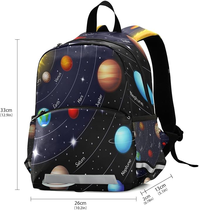 Solar System Planet Toddler Backpack Boys Girls Kids Preschool Bookbag School Children Bag with Leash Travel Casual Daypack Kindergarten Elementary Schoolbag for Nursery Junior Primary Students