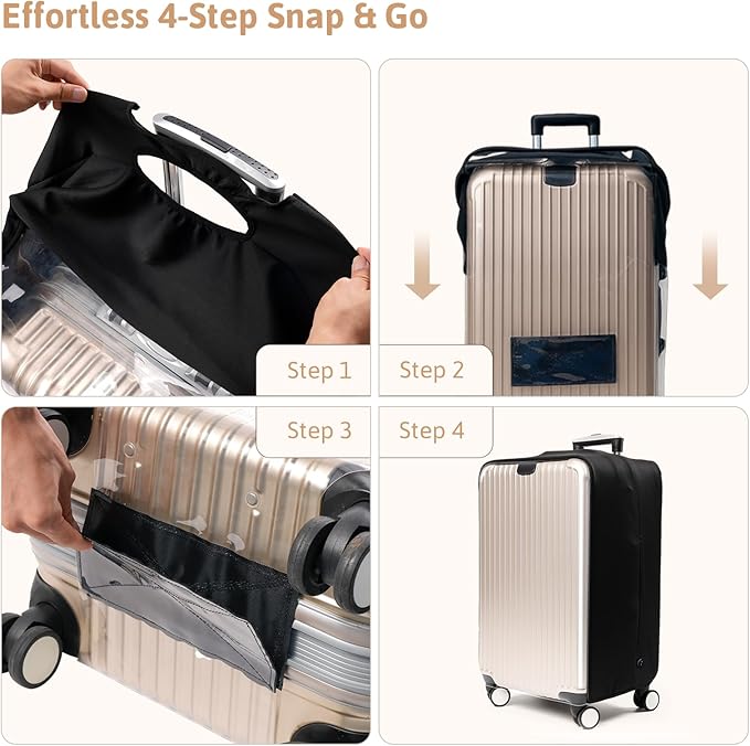 OrgaWise Clear Luggage Cover, For Suitcase Tsa Approved Transparent TPU Suitcase Cover Protector Fit 18-20 Inch Luggage