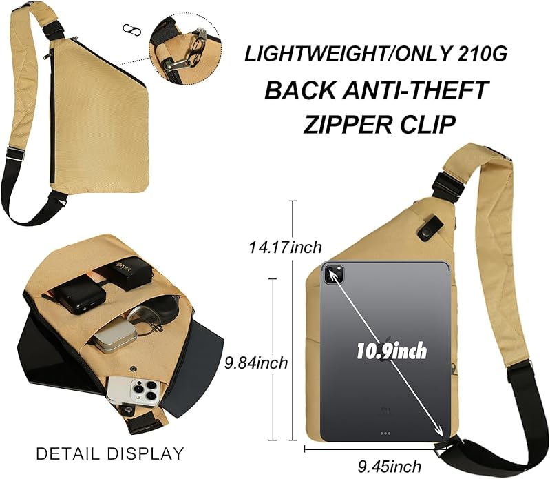 Anti Theft Crossbody Travel Bags for Women Men Cross Body Slim Sling Handbags with S Hook Antitheft